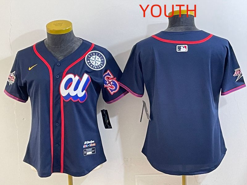 Youth 2025 Seattle Mariners Blank Drak Blue All star Nike MLB Jersey style 02